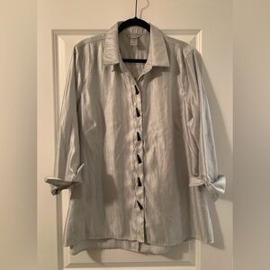Silver Blouse with Geometric Buttons